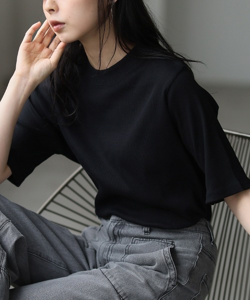 日本未入荷*関送込*ARISEISM*BASIC/ハイネック/スリムF Tシャツ テンセルウール混タートルネックカットソー スリムフィット