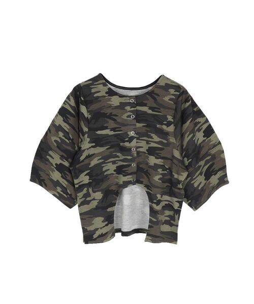 :ETHROF(イーサオブ)の「CAMOUFLAGE FRONT CURVE TOPS(Tシャツ/カットソー・レディース・ベージュ系/オリーブ・FREE)」の21枚目の写真