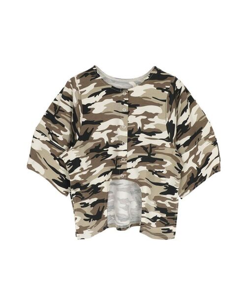 :ETHROF(イーサオブ)の「CAMOUFLAGE FRONT CURVE TOPS(Tシャツ/カットソー・レディース・ベージュ系/オリーブ・FREE)」の22枚目の写真
