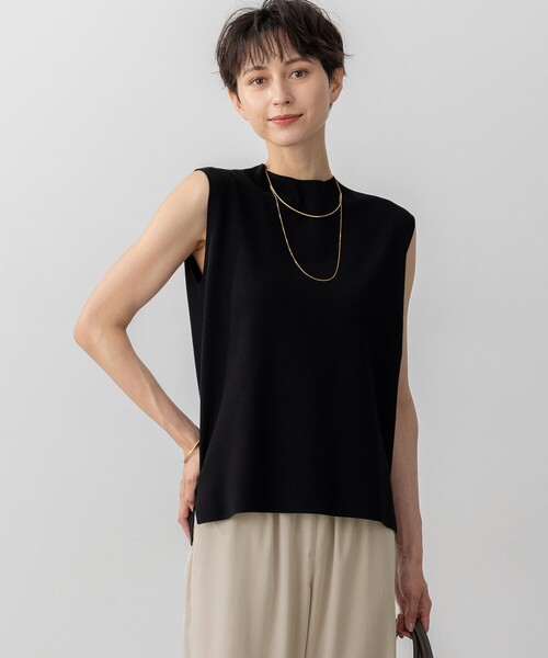 23区 S(ニジュウサンクチイサイサイズ)の「【洗える/吊り干しOK】ヴィスコースストレッチ ノースリーブ ニット(ニット/セーター・レディース・ホワイト系/グレー系/ブラック系・32)」の3枚目の写真