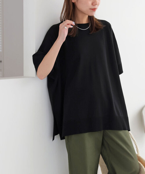 JOURNAL STANDARD relume（ジャーナルスタンダード　レリューム）の「《追加5》接触冷感 / ウォッシャブルクールポンチョプルオーバー（ニット/セーター・レディース・レッド/ブラウン/ライトグレー/ブラック・FREE）」の2枚目の写真