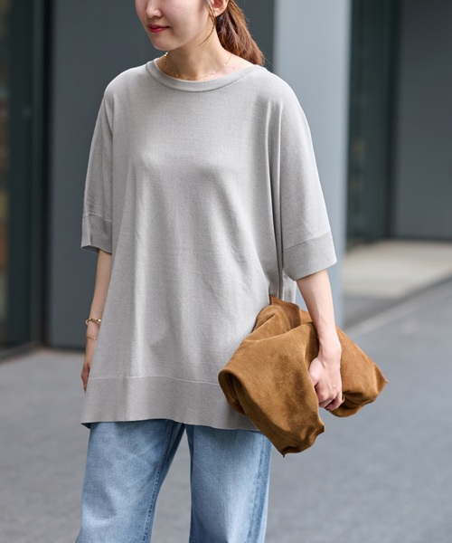 JOURNAL STANDARD relume（ジャーナルスタンダード　レリューム）の「《追加5》接触冷感 / ウォッシャブルクールポンチョプルオーバー（ニット/セーター・レディース・レッド/ブラウン/ライトグレー/ブラック・FREE）」の12枚目の写真