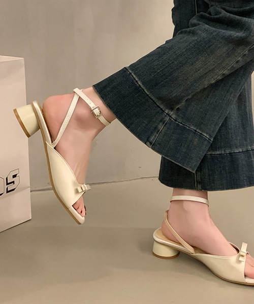 Lace Ladies(レースレディース)の「フロント リボン アンクル ストラップ サンダル(サンダル・レディース・ブラック/アイボリー/シルバー/ピンク・22.5cm/23cm/23.5cm/24cm/24.5cm)」の7枚目の写真
