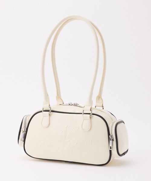 one after another NICE CLAUP(ワンアフターアナザーナイスクラップ)の「ロゴボストンバッグ(ショルダーバッグ・レディース・ブラック/ピンク/アイボリー・FREE)」の2枚目の写真