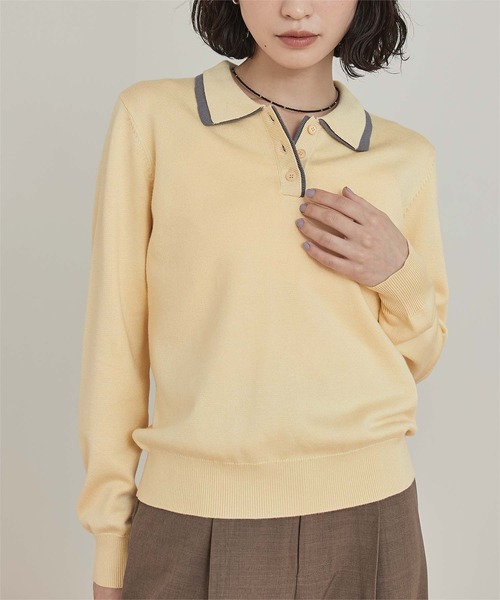 miette(ミエット)の「ダブルカラーニット(ニット/セーター・レディース・ピンク/ライトブルー/イエロー・FREE)」の2枚目の写真