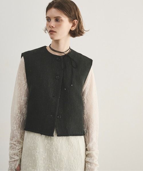 メランジツイードショートベスト（ベスト）｜LOSCa（ロスカ）の