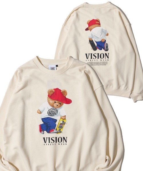 VISION STREET WEAR（ヴィジョンストリートウェア）の「【VISION STREET WEAR】オリジナルグラフィック ベアスケーター トレーナー（スウェット・レディース・ブラック/ダークグレー/ライトグレー/オフホワイト・LARGE/X-LARGE/MEDIUM）」の3枚目の写真