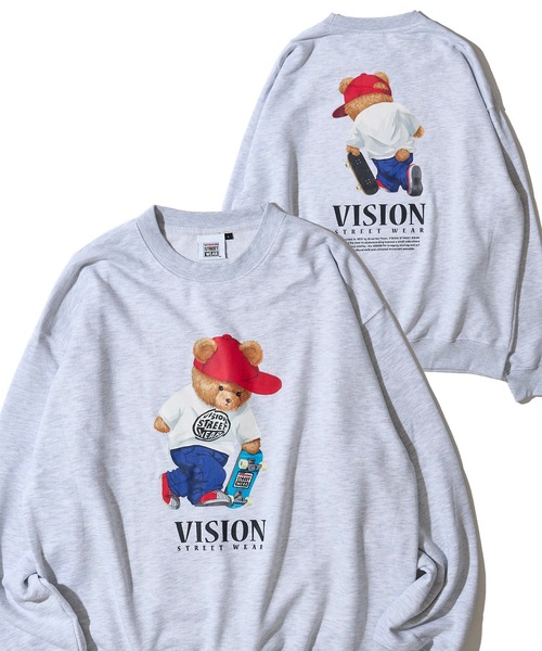 VISION STREET WEAR（ヴィジョンストリートウェア）の「【VISION STREET WEAR】オリジナルグラフィック ベアスケーター トレーナー（スウェット・レディース・ブラック/ダークグレー/ライトグレー/オフホワイト・LARGE/X-LARGE/MEDIUM）」の2枚目の写真
