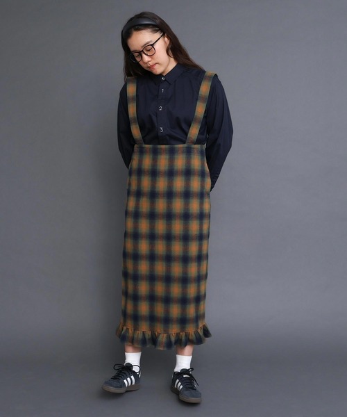 I am I in fact...（アイアムアイインファクト）の「●VIERA CHECK フリルスカート（スカート・レディース・グリーン/ブラウン・FREE）」の2枚目の写真