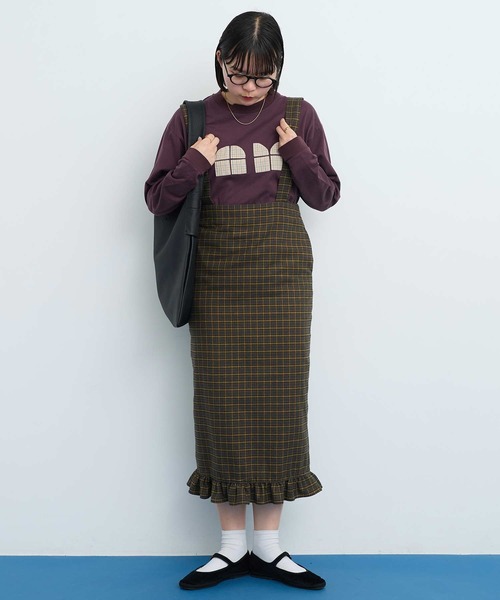 I am I in fact...（アイアムアイインファクト）の「●VIERA CHECK フリルスカート（スカート・レディース・グリーン/ブラウン・FREE）」の3枚目の写真