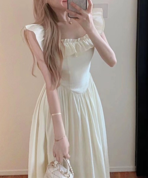 セール】フリル付きワンピース ノースリーブワンピ（ワンピース