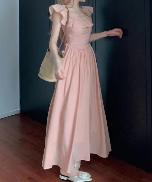 セール】フリル付きワンピース ノースリーブワンピ（ワンピース