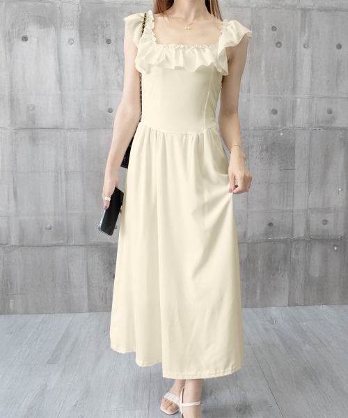 セール】フリル付きワンピース ノースリーブワンピ（ワンピース