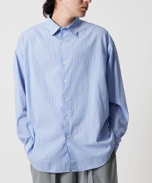 CITEN（シテン）の「＜CITEN＞ストライプオーバーシャツ（シャツ/ブラウス・メンズ・ライム/ライトブルー・L/M/S）」の3枚目の写真