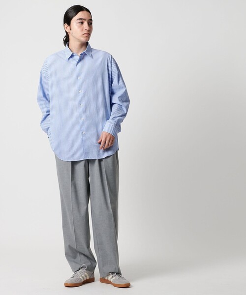 CITEN（シテン）の「＜CITEN＞ストライプオーバーシャツ（シャツ/ブラウス・メンズ・ライム/ライトブルー・L/M/S）」の4枚目の写真