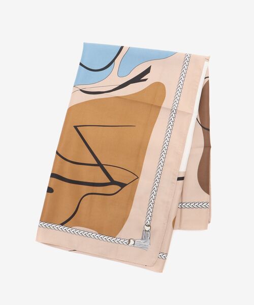 le.coeur blanc（ルクールブラン）の「ニュアンスプリントビッグスカーフ（バンダナ/スカーフ・レディース・グレー/ベージュ・FREE）」の6枚目の写真