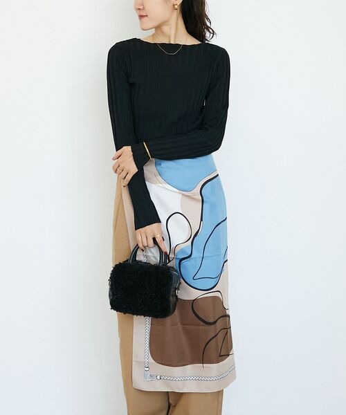 le.coeur blanc（ルクールブラン）の「ニュアンスプリントビッグスカーフ（バンダナ/スカーフ・レディース・グレー/ベージュ・FREE）」の7枚目の写真