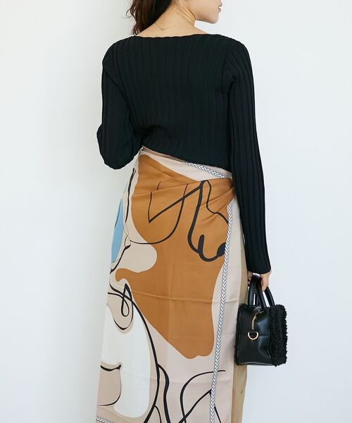 le.coeur blanc（ルクールブラン）の「ニュアンスプリントビッグスカーフ（バンダナ/スカーフ・レディース・グレー/ベージュ・FREE）」の12枚目の写真