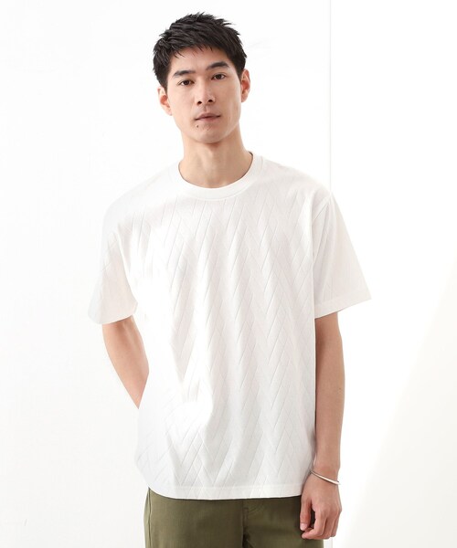 THE SHOP TK （ザ ショップ ティーケー ）の「◆【好評につき再入荷！】ジオメトリックリンクス半袖Tシャツ（Tシャツ/カットソー・メンズ・オフホワイト/ライトベージュ・01/04/03/02）」の7枚目の写真