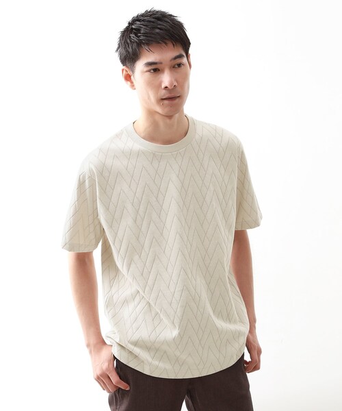 THE SHOP TK （ザ ショップ ティーケー ）の「◆【好評につき再入荷！】ジオメトリックリンクス半袖Tシャツ（Tシャツ/カットソー・メンズ・オフホワイト/ライトベージュ・01/04/03/02）」の11枚目の写真