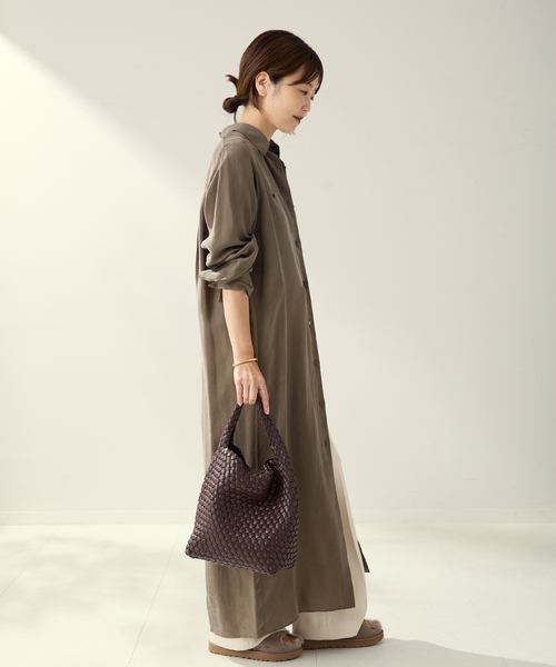 plage（プラージュ）の「R’IAM キュプラシャツワンピース（ワンピース・レディース・キャメル/チャコールグレー・36/38）」の12枚目の写真