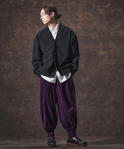 Jih Nunc（ジーヌンク）の「mcg3689-ルーズシルエット起毛ニットソーカーディガン(JIH-R1122)（カーディガン/ボレロ・メンズ・ブラック/ワインレッド/グリーン/ブラウン・L/M/S）」の7枚目の写真