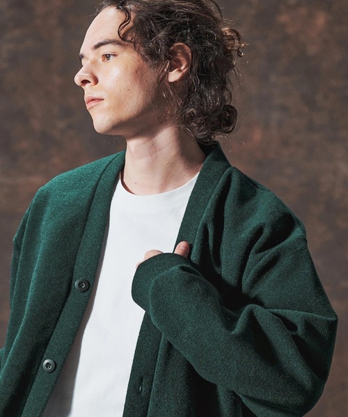 Jih Nunc（ジーヌンク）の「mcg3689-ルーズシルエット起毛ニットソーカーディガン(JIH-R1122)（カーディガン/ボレロ・メンズ・ブラック/ワインレッド/グリーン/ブラウン・L/M/S）」の14枚目の写真