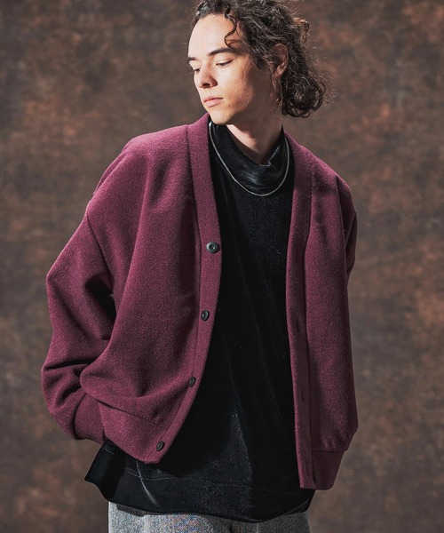 Jih Nunc（ジーヌンク）の「mcg3689-ルーズシルエット起毛ニットソーカーディガン(JIH-R1122)（カーディガン/ボレロ・メンズ・ブラック/ワインレッド/グリーン/ブラウン・L/M/S）」の18枚目の写真