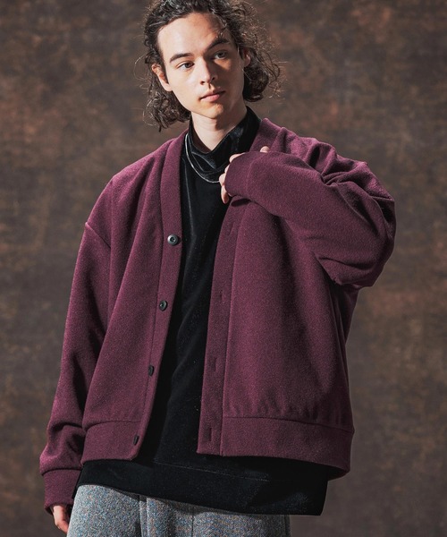 Jih Nunc（ジーヌンク）の「mcg3689-ルーズシルエット起毛ニットソーカーディガン(JIH-R1122)（カーディガン/ボレロ・メンズ・ブラック/ワインレッド/グリーン/ブラウン・L/M/S）」の19枚目の写真