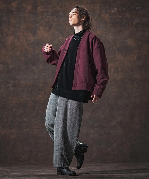 Jih Nunc（ジーヌンク）の「mcg3689-ルーズシルエット起毛ニットソーカーディガン(JIH-R1122)（カーディガン/ボレロ・メンズ・ブラック/ワインレッド/グリーン/ブラウン・L/M/S）」の20枚目の写真