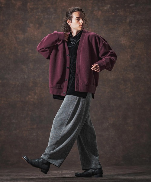 Jih Nunc（ジーヌンク）の「mcg3689-ルーズシルエット起毛ニットソーカーディガン(JIH-R1122)（カーディガン/ボレロ・メンズ・ブラック/ワインレッド/グリーン/ブラウン・L/M/S）」の21枚目の写真