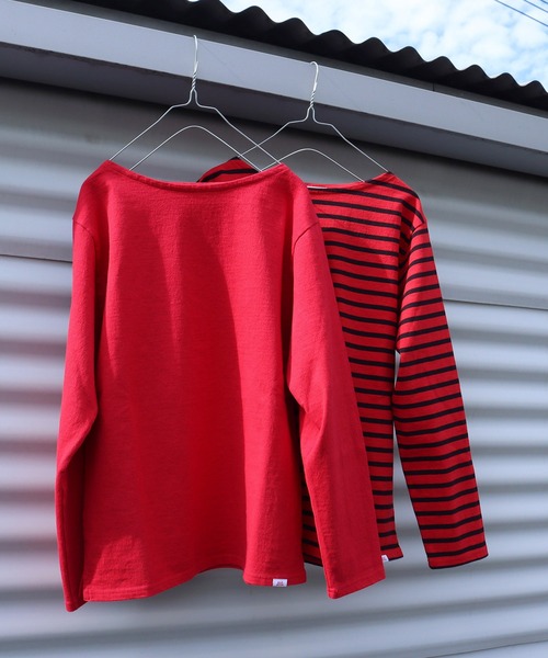 CHILD WOMAN(チャイルドウーマン)の「16/2空紡糸ボーダー 製品染めボートネックプルオーバー(Tシャツ/カットソー・レディース・ピンク系その他/レッド/クリア/ピンク・FREE)」の6枚目の写真