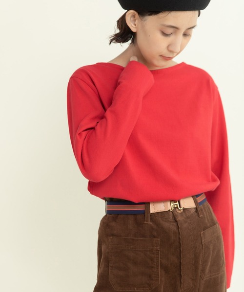 CHILD WOMAN(チャイルドウーマン)の「16/2空紡糸ボーダー 製品染めボートネックプルオーバー(Tシャツ/カットソー・レディース・ピンク系その他/レッド/クリア/ピンク・FREE)」の21枚目の写真