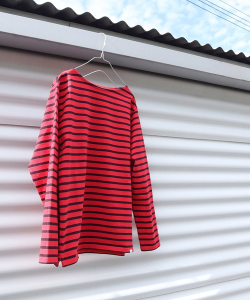 CHILD WOMAN(チャイルドウーマン)の「16/2空紡糸ボーダー 製品染めボートネックプルオーバー(Tシャツ/カットソー・レディース・ピンク系その他/レッド/クリア/ピンク・FREE)」の13枚目の写真