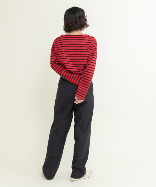 CHILD WOMAN(チャイルドウーマン)の「16/2空紡糸ボーダー 製品染めボートネックプルオーバー(Tシャツ/カットソー・レディース・ピンク系その他/レッド/クリア/ピンク・FREE)」の9枚目の写真