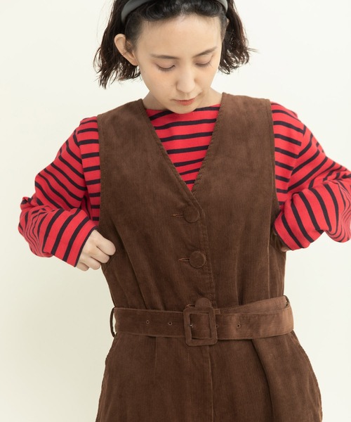 CHILD WOMAN(チャイルドウーマン)の「16/2空紡糸ボーダー 製品染めボートネックプルオーバー(Tシャツ/カットソー・レディース・ピンク系その他/レッド/クリア/ピンク・FREE)」の10枚目の写真