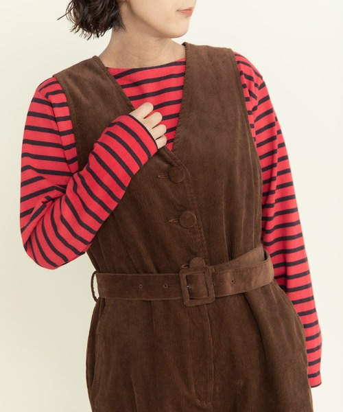 CHILD WOMAN(チャイルドウーマン)の「16/2空紡糸ボーダー 製品染めボートネックプルオーバー(Tシャツ/カットソー・レディース・ピンク系その他/レッド/クリア/ピンク・FREE)」の11枚目の写真