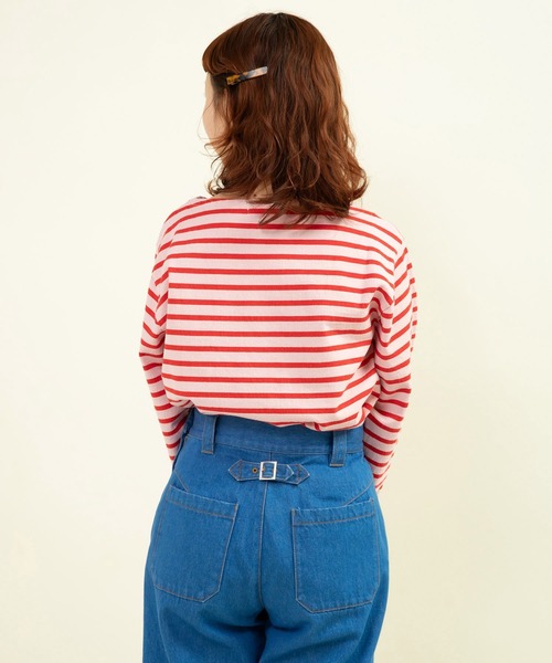 CHILD WOMAN(チャイルドウーマン)の「16/2空紡糸ボーダー 製品染めボートネックプルオーバー(Tシャツ/カットソー・レディース・ピンク系その他/レッド/クリア/ピンク・FREE)」の16枚目の写真