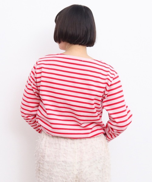CHILD WOMAN(チャイルドウーマン)の「16/2空紡糸ボーダー 製品染めボートネックプルオーバー(Tシャツ/カットソー・レディース・ピンク系その他/レッド/クリア/ピンク・FREE)」の19枚目の写真