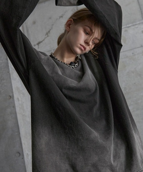 SERACE（セラス）の「【SERACE】Vintage design loose gradation long tee / ヴィンテージデザインルーズグラデーションロンT（Tシャツ/カットソー・メンズ・ライトグレー/ネイビー系/ブラック/ブラウン・S/L/M）」の13枚目の写真