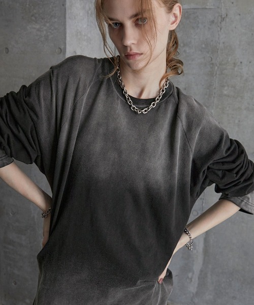 SERACE（セラス）の「【SERACE】Vintage design loose gradation long tee / ヴィンテージデザインルーズグラデーションロンT（Tシャツ/カットソー・メンズ・ライトグレー/ネイビー系/ブラック/ブラウン・S/L/M）」の14枚目の写真