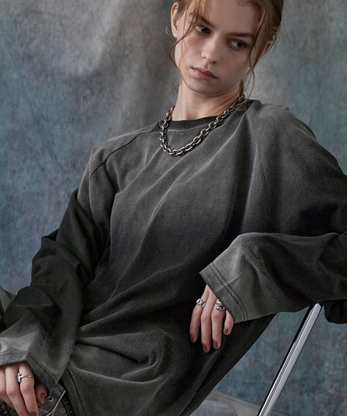 SERACE（セラス）の「【SERACE】Vintage design loose gradation long tee / ヴィンテージデザインルーズグラデーションロンT（Tシャツ/カットソー・メンズ・ライトグレー/ネイビー系/ブラック/ブラウン・S/L/M）」の15枚目の写真