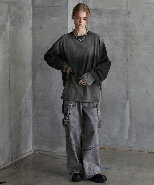 SERACE（セラス）の「【SERACE】Vintage design loose gradation long tee / ヴィンテージデザインルーズグラデーションロンT（Tシャツ/カットソー・メンズ・ライトグレー/ネイビー系/ブラック/ブラウン・S/L/M）」の17枚目の写真