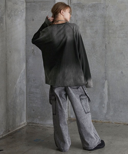 SERACE（セラス）の「【SERACE】Vintage design loose gradation long tee / ヴィンテージデザインルーズグラデーションロンT（Tシャツ/カットソー・メンズ・ライトグレー/ネイビー系/ブラック/ブラウン・S/L/M）」の18枚目の写真