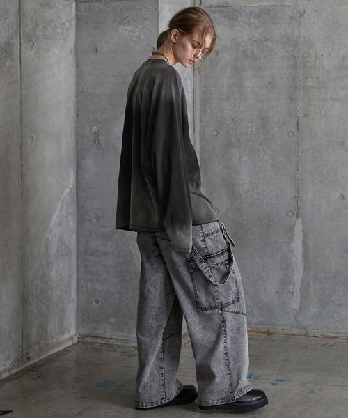 SERACE（セラス）の「【SERACE】Vintage design loose gradation long tee / ヴィンテージデザインルーズグラデーションロンT（Tシャツ/カットソー・メンズ・ライトグレー/ネイビー系/ブラック/ブラウン・S/L/M）」の19枚目の写真