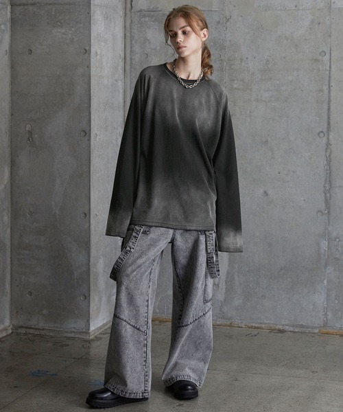 SERACE（セラス）の「【SERACE】Vintage design loose gradation long tee / ヴィンテージデザインルーズグラデーションロンT（Tシャツ/カットソー・メンズ・ライトグレー/ネイビー系/ブラック/ブラウン・S/L/M）」の20枚目の写真