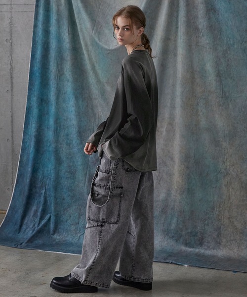 SERACE（セラス）の「【SERACE】Vintage design loose gradation long tee / ヴィンテージデザインルーズグラデーションロンT（Tシャツ/カットソー・メンズ・ライトグレー/ネイビー系/ブラック/ブラウン・S/L/M）」の22枚目の写真