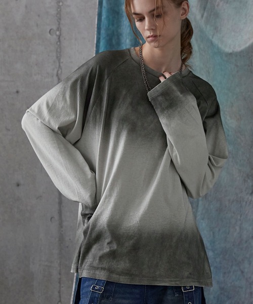 SERACE（セラス）の「【SERACE】Vintage design loose gradation long tee / ヴィンテージデザインルーズグラデーションロンT（Tシャツ/カットソー・メンズ・ライトグレー/ネイビー系/ブラック/ブラウン・S/L/M）」の11枚目の写真