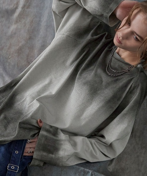 SERACE（セラス）の「【SERACE】Vintage design loose gradation long tee / ヴィンテージデザインルーズグラデーションロンT（Tシャツ/カットソー・メンズ・ライトグレー/ネイビー系/ブラック/ブラウン・S/L/M）」の15枚目の写真
