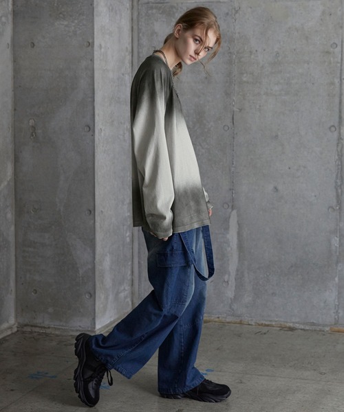 SERACE（セラス）の「【SERACE】Vintage design loose gradation long tee / ヴィンテージデザインルーズグラデーションロンT（Tシャツ/カットソー・メンズ・ライトグレー/ネイビー系/ブラック/ブラウン・S/L/M）」の18枚目の写真